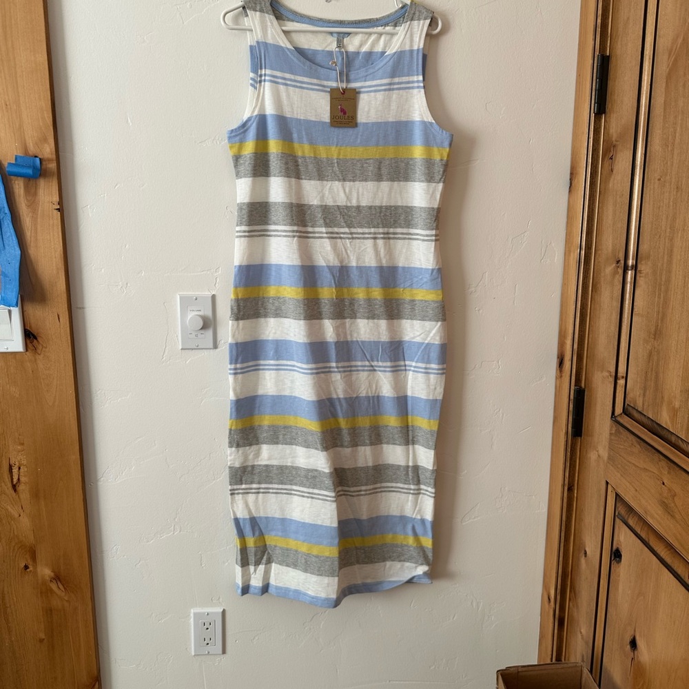 Joules Blue and Yellow Striped Midi Dress